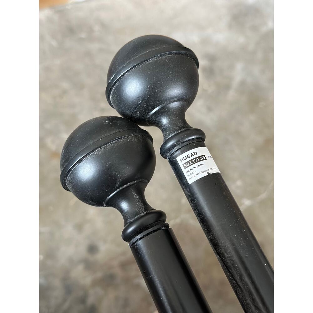 IKEA Hugard Curtain Rods, Set of 4, Black, 47-83 " Ball Finials